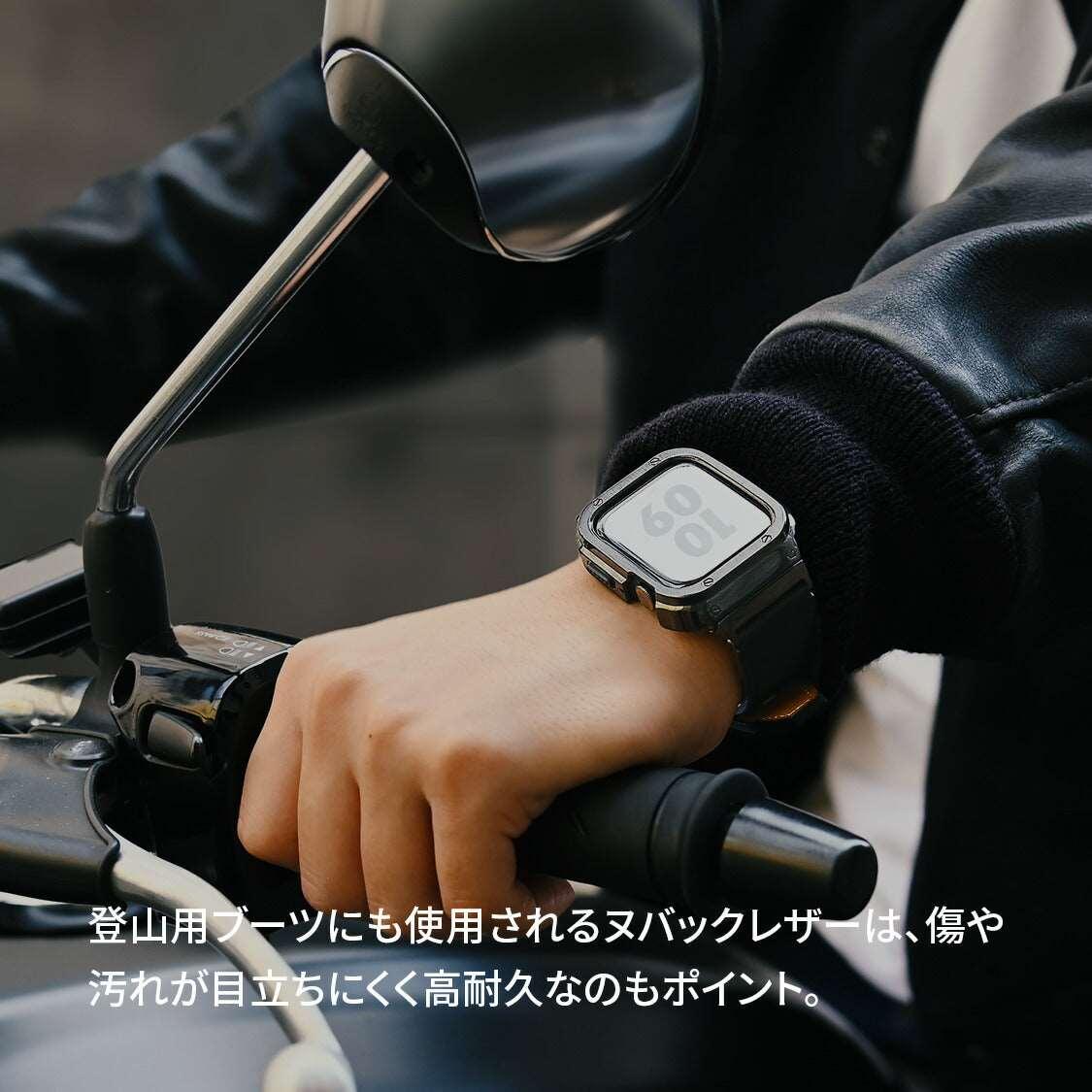 Apple Watch アップルウォッチ 本革 ヴィンテージ 調 レザー バンド ベルト 一体型 ごつめ ごつい 3色 アンティーク 40mm 41mm 42mm 44mm 45mm 49mm メンズ 男性 人気プレゼント ギフト Series 10 9 8 7 6 5 4 ultra 2 SE 2 ソリッドシリーズ 5枚目の画像