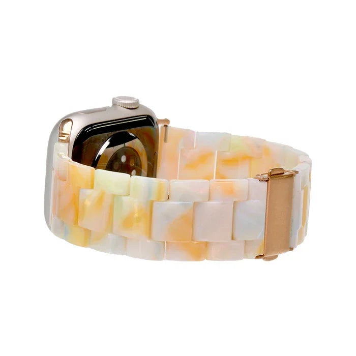 べっ甲 樹脂 かわいい アップルウォッチ バンド Apple Watch ベルト 女性に人気 レディース りんご堂 キャンディ 黄色 イエロー 白