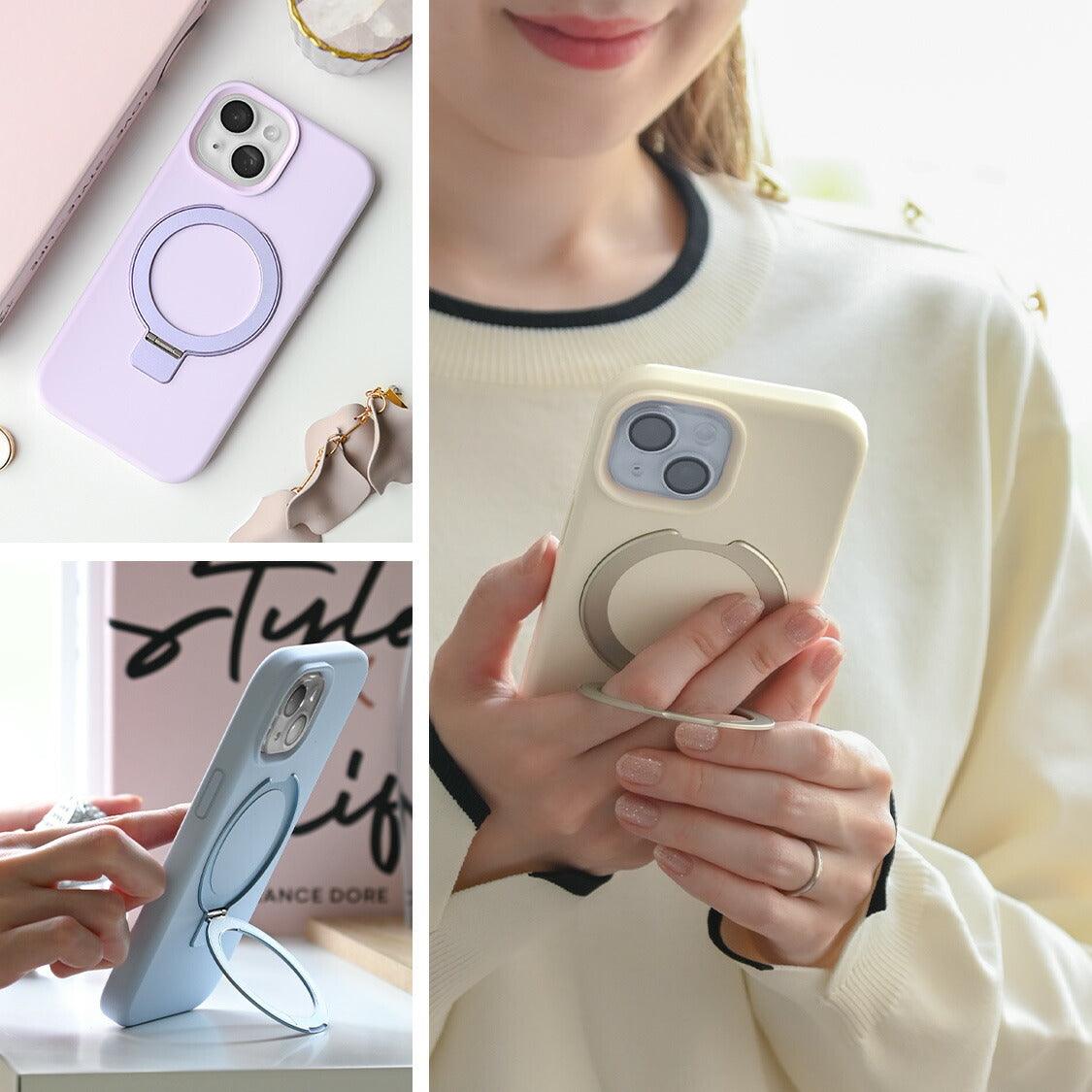 iPhone 17 17 Air 17 Pro 17 Pro Max 対応 縦置き 横置き MagSafe リング付き iPhone ケース パステル 淡色 かわいい レディース パステル 12 13 14 15 16 |スムースシリコンマグセーフ 縦置き 薄紫 水色 イエロー