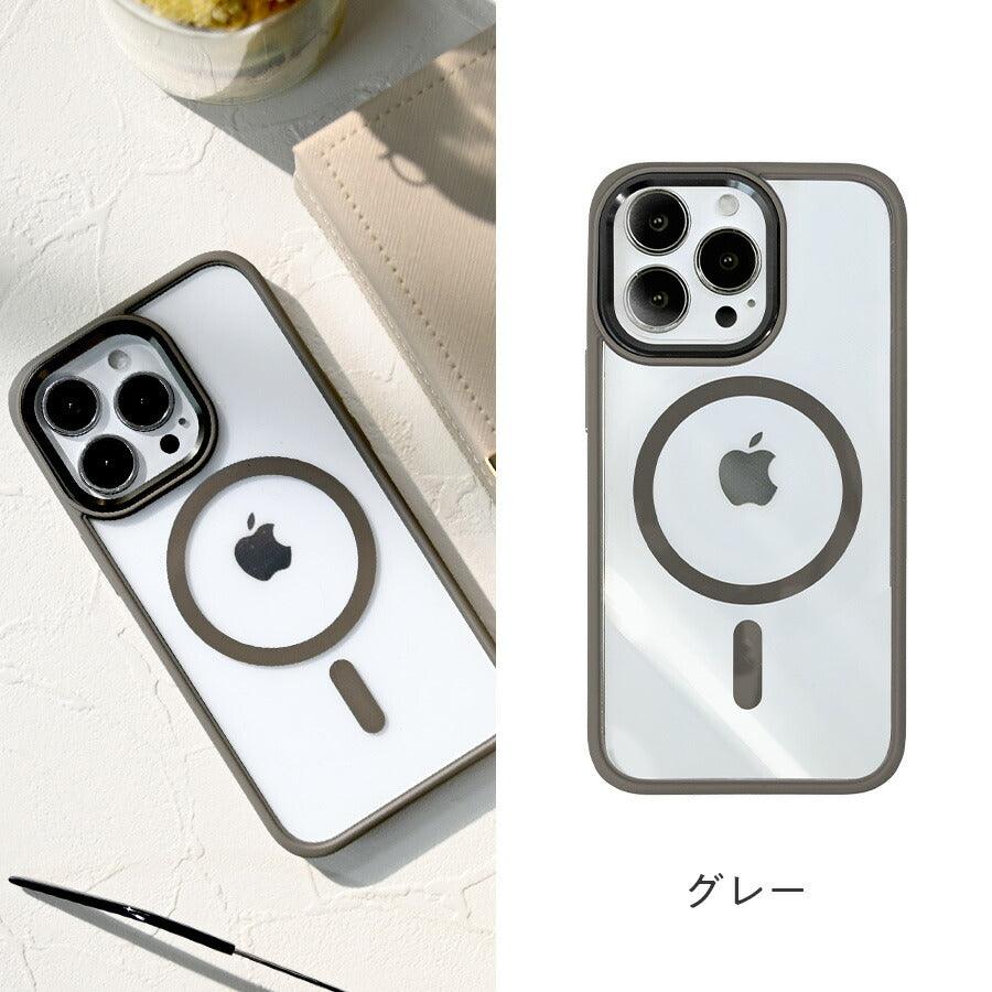 大人っぽ クリア MagSafe iPhone ケース アイフォンケース スマホ ケース 透明 おしゃれ 韓国 16 15 14 13 12 pro max plus | グレイスフルマグセーフ グレー