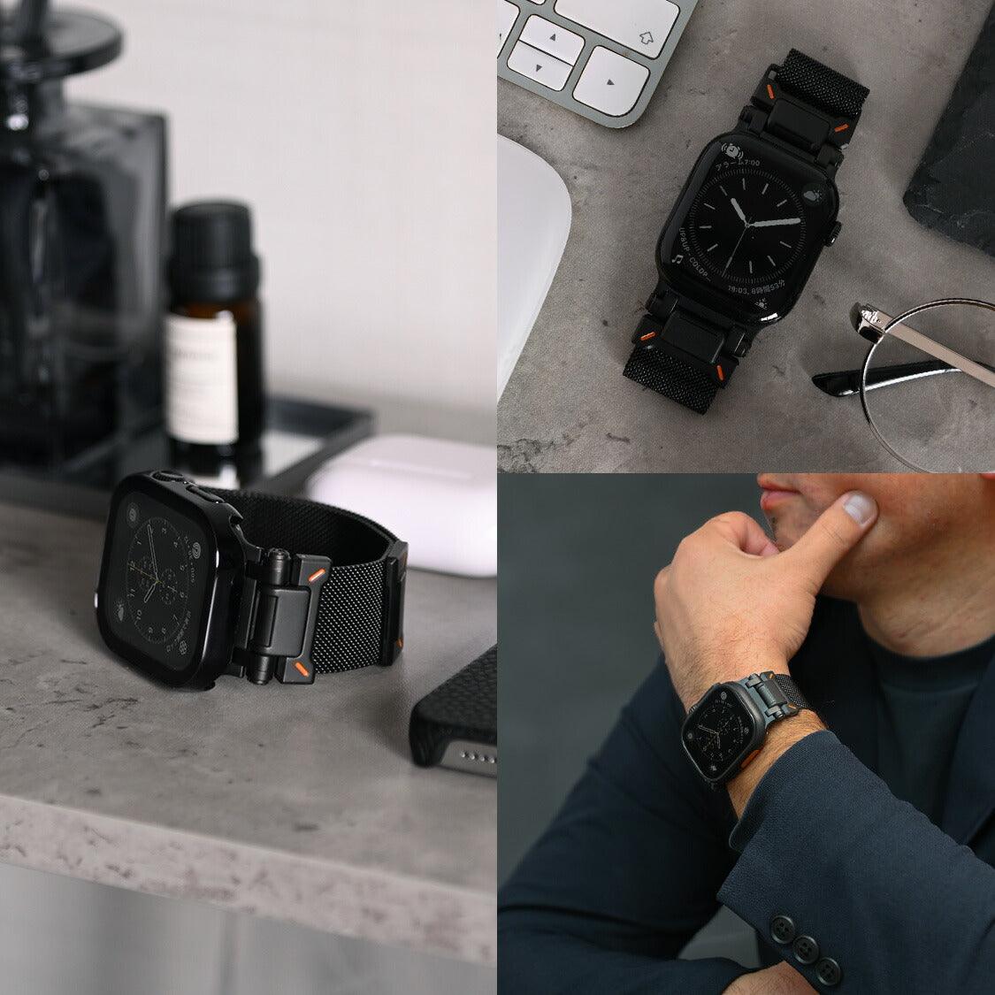 【シリーズ11・SE3・Ultra3対応】マグネット ステンレス メッシュ アップウォッチバンド メンズ Apple Watch ベルト | カタナ現世