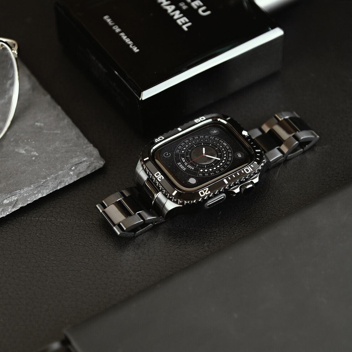 【ゴツめでかっこいい】アップルウォッチバンドメンズステンレスベルトブラックシルバー一体型カバー高級ギフトプレゼントメタルウルトラapplewatchseries9ultra28ultrase27SE6543対応44mm45mm49mmソリッドクロノス スペースグレー