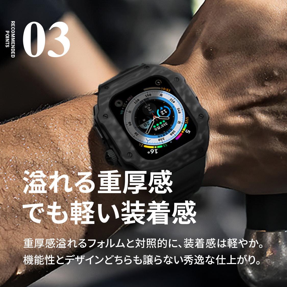 ラッドカーボン 【新発売】アップル ウォッチ バンド メンズ 男性 人気 カーボン ベルト 一体型 カバー 高級 アウトドア ウルトラ プレゼント 贈り物 腕時計 apple watch series 10 9 ultra 2 8 ultrase 2 7 SE 6 5 4 3 対応 46mm 44mm 45mm 49mm ソリッド ラッド カーボン 8枚目の画像