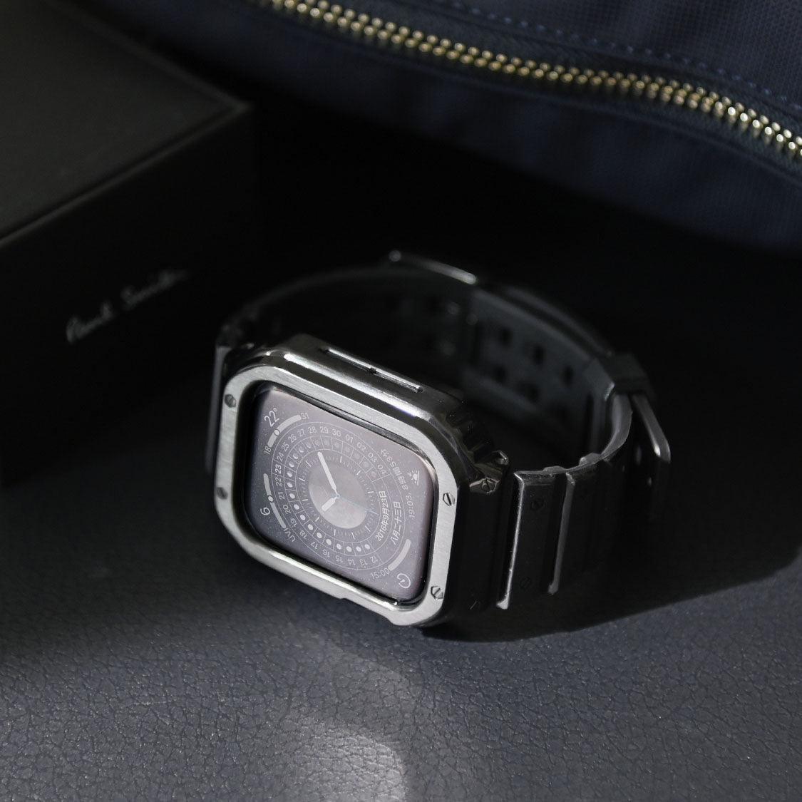 アップルウォッチ バンド 一体型ケース apple watch バンド メンズ スポーツバンド カバー TPU 本体保護 フルカバー apple watch series 9 8 7 6 5 4 SE 第2世代 アップルウォッチバンド 44mm 45mm 46mm おしゃれ 防水 おしゃれ ブランド アクティブ 1枚目の画像