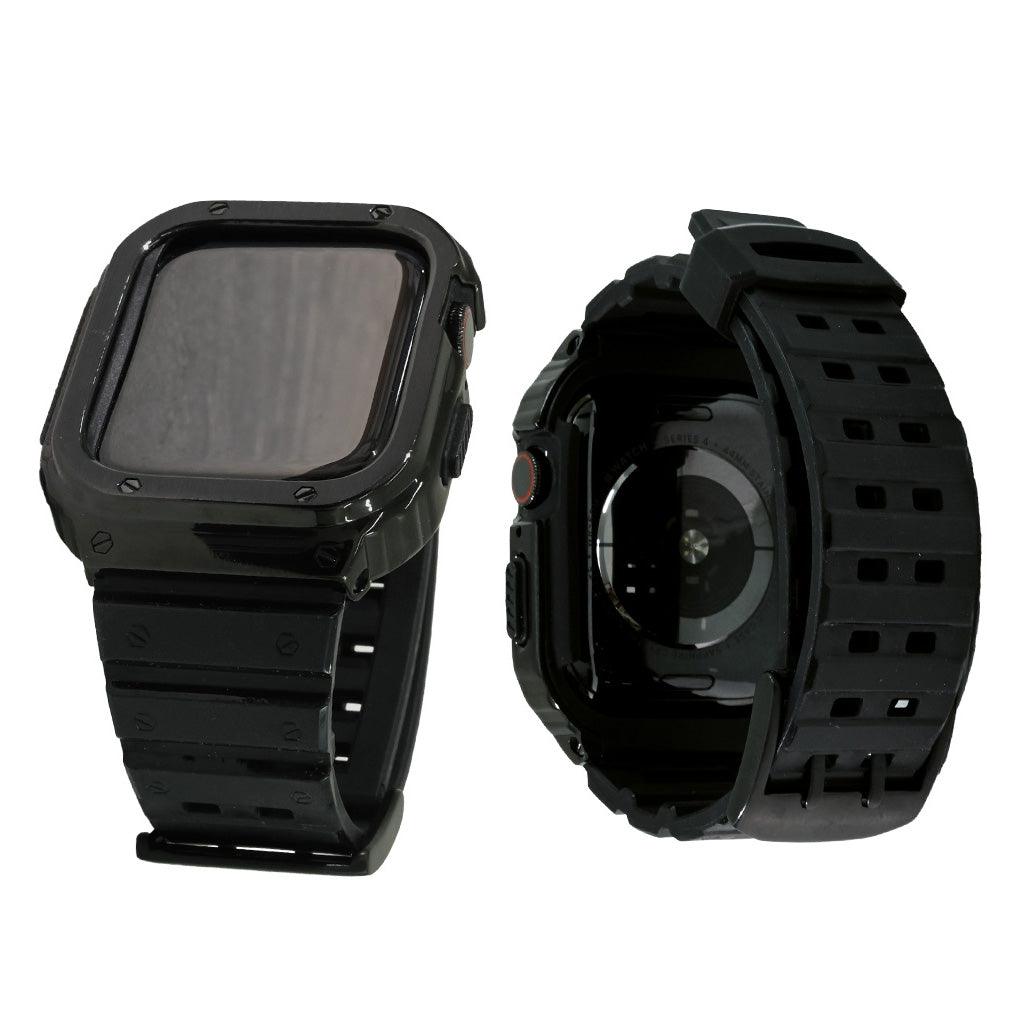 アップルウォッチ バンド 一体型ケース apple watch バンド メンズ スポーツバンド カバー TPU 本体保護 フルカバー apple watch series 9 8 7 6 5 4 SE 第2世代 アップルウォッチバンド 44mm 45mm 46mm おしゃれ 防水 おしゃれ ブランド アクティブ ブラック 黒