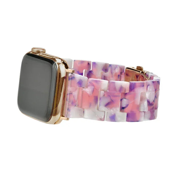 べっ甲 樹脂 かわいい アップルウォッチ バンド Apple Watch ベルト 女性に人気 レディース りんご堂 キャンディ ピンク 白