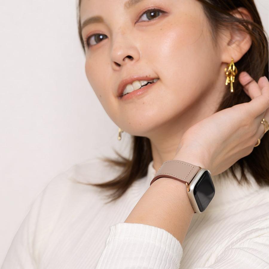 【シリーズ11・SE3対応】 本革 レザー アップルウォッチ バンド Apple Watch ベルト 金属アレルギー対応 シンプル | スマートレザーバンド