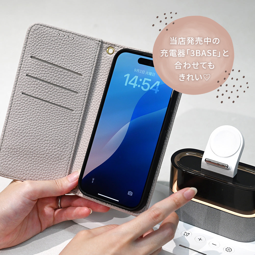 iPhone15Pro【しっとり可愛い】シリーズ対応 手帳型 iPhoneケース MagSafe対応 くすみ |りんご堂 アフィーノ
