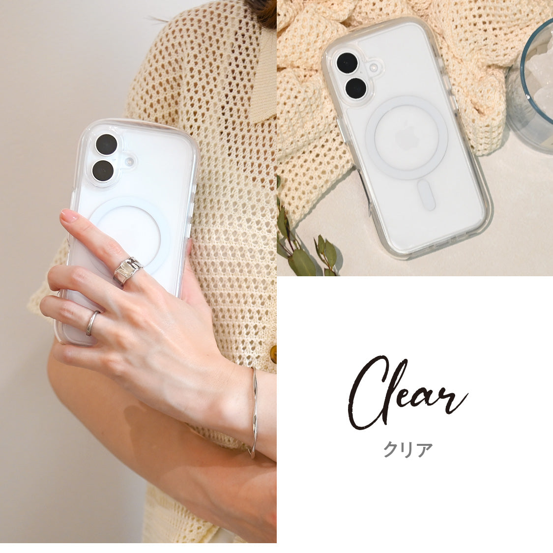iPhone16 Pro iPhone 16 ケース カバー クリア ソフトケース TPU 耐衝撃吸収 クリア ウェーブ 写真が挟める チェキ トレカ 推し活 オタ活 アイフォン スマホケース りんご堂 Airfeel エアフィール 空気 かわいい ぷっくり 丸い 角 MagSafe マグセーフ クリア 透明