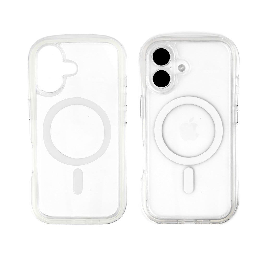 iPhone16 Pro iPhone 16 ケース カバー クリア ソフトケース TPU 耐衝撃吸収 クリア ウェーブ 写真が挟める チェキ トレカ 推し活 オタ活 アイフォン スマホケース りんご堂 Airfeel エアフィール 空気 かわいい ぷっくり 丸い 角 MagSafe マグセーフ クリア