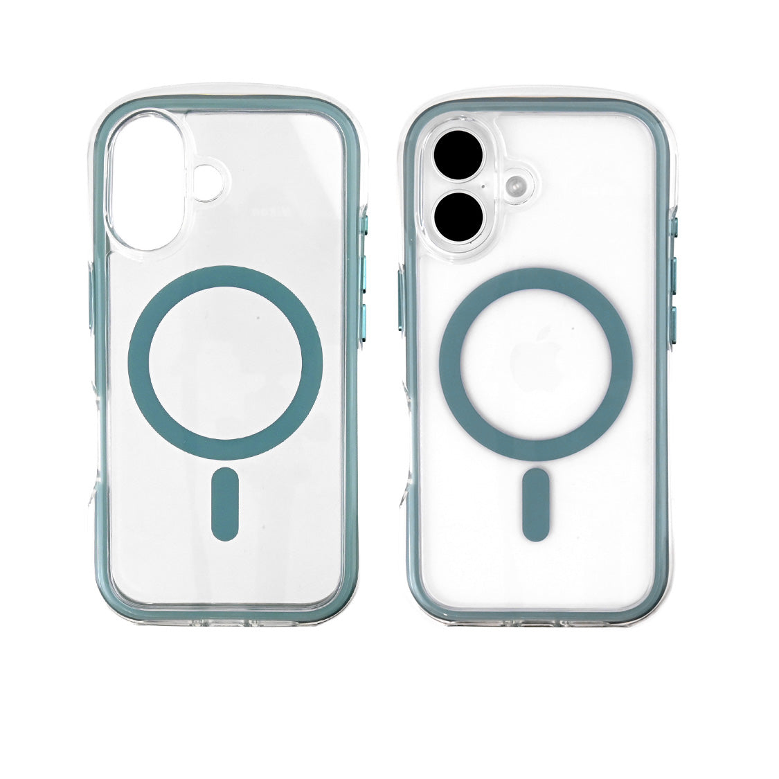iPhone16 Pro iPhone 16 ケース カバー クリア ソフトケース TPU 耐衝撃吸収 クリア ウェーブ 写真が挟める チェキ トレカ 推し活 オタ活 アイフォン スマホケース りんご堂 Airfeel エアフィール 空気 かわいい ぷっくり 丸い 角 MagSafe マグセーフ グリーン 緑