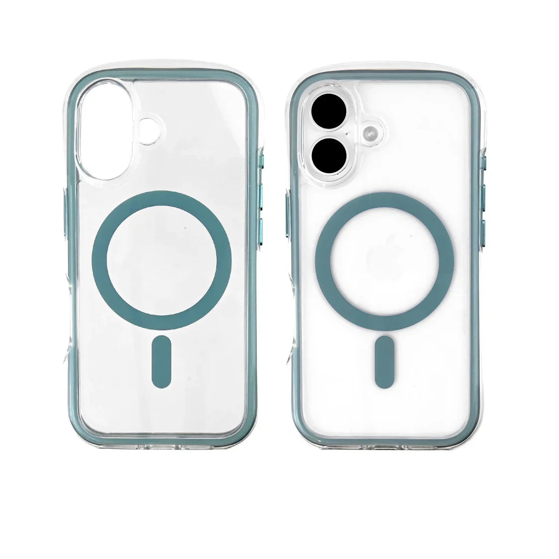 iPhone16 Pro iPhone 16 ケース カバー クリア ソフトケース TPU 耐衝撃吸収 クリア ウェーブ 写真が挟める チェキ トレカ 推し活 オタ活 アイフォン スマホケース りんご堂 Airfeel エアフィール 空気 かわいい ぷっくり 丸い 角 MagSafe マグセーフ グリーン 緑
