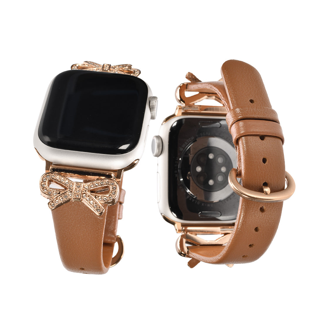 Apple Watch バンド アップルウォッチ バンド レディース 女性 かわいい 38mm 40mm 41mm 42mm 44mm 46mm 49mm あっぷるうぉっち キラキラ 本革 可愛い 大人かわいい おしゃれ 柔らかい くすみ ガーリー リボン ライブ デート ロリータ Series 10/9/8/7/6/5/4/3/2/1/SE/Ultra/Ultra2に対応 りんご堂 ange アンジェ ブラウン 茶色