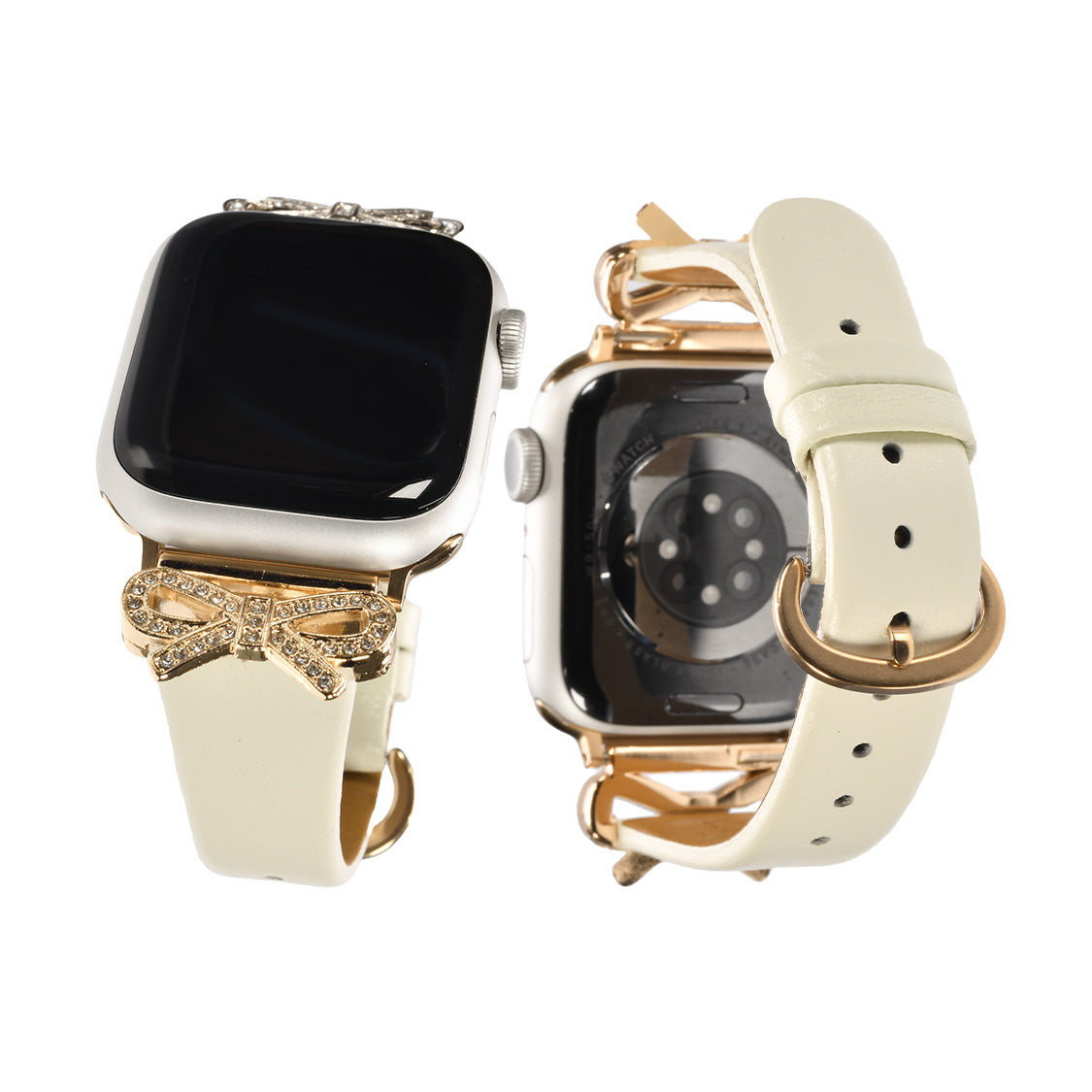 Apple Watch バンド アップルウォッチ バンド レディース 女性 かわいい 38mm 40mm 41mm 42mm 44mm 46mm 49mm あっぷるうぉっち キラキラ 本革 可愛い 大人かわいい おしゃれ 柔らかい くすみ ガーリー リボン ライブ デート ロリータ Series 10/9/8/7/6/5/4/3/2/1/SE/Ultra/Ultra2に対応 りんご堂 ange アンジェ ホワイト 白