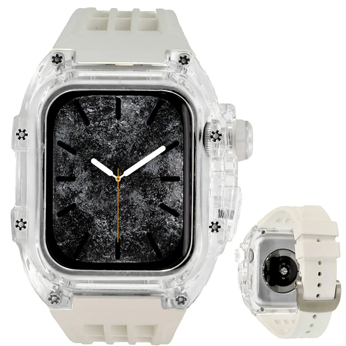 ごつい 一体型 Apple Watch バンド 44mm 45mm 49mm シリコン TPU ケース付き 頑丈なメンズ ベルド スポーツバンド アウトドア 登山 キャンプ Series 9/8/7 45mm SE2/6/5/4/SE 44mm Ultra 49mm 対応 耐衝撃性 防水 落下防止 装着簡単 Watch 保護 高級 メンズ 人気 ホワイト 白