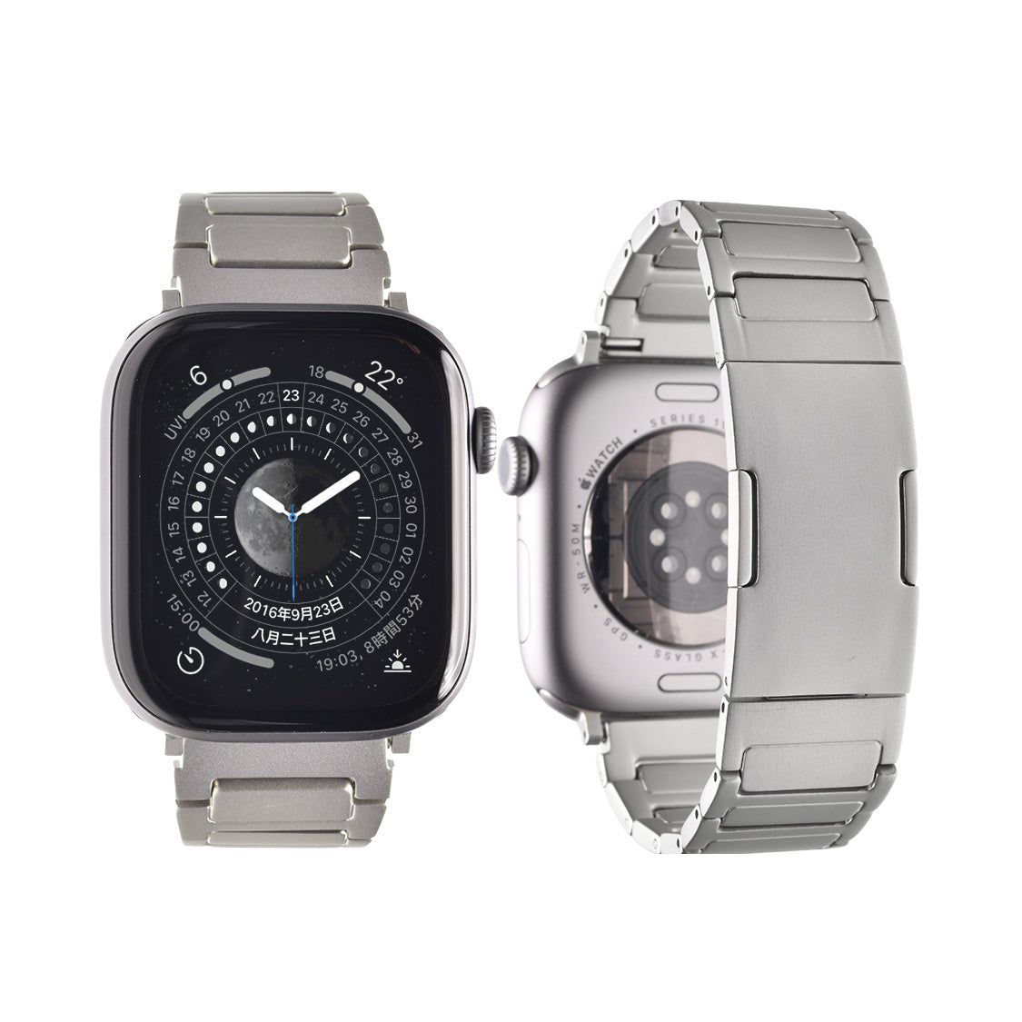 アップルウォッチ バンド ベルト チタン チタニウム 42(series10)/41/40/38mm兼用/49/46/45/44/42(series1.2.3)兼用 高級 applewatchメンズ applewatchバンド 軽い 錆びにくい 傷付きにくい りんご堂 アクシス シルバー
