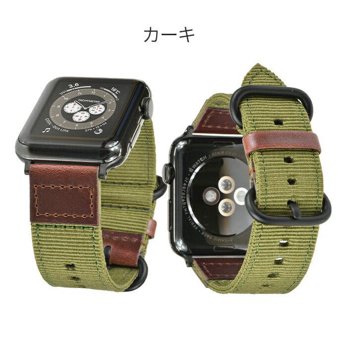 【シリーズ11・SE3・Ultra3対応】汗 水 に強い 帆布素材の Apple Watch ( アップルウォッチ ) バンド 38mm 40mm 42mm 44mm 45mm 46mm 49mm アウトドア メンズ おすすめ ミリタリー |キャンバスレザー