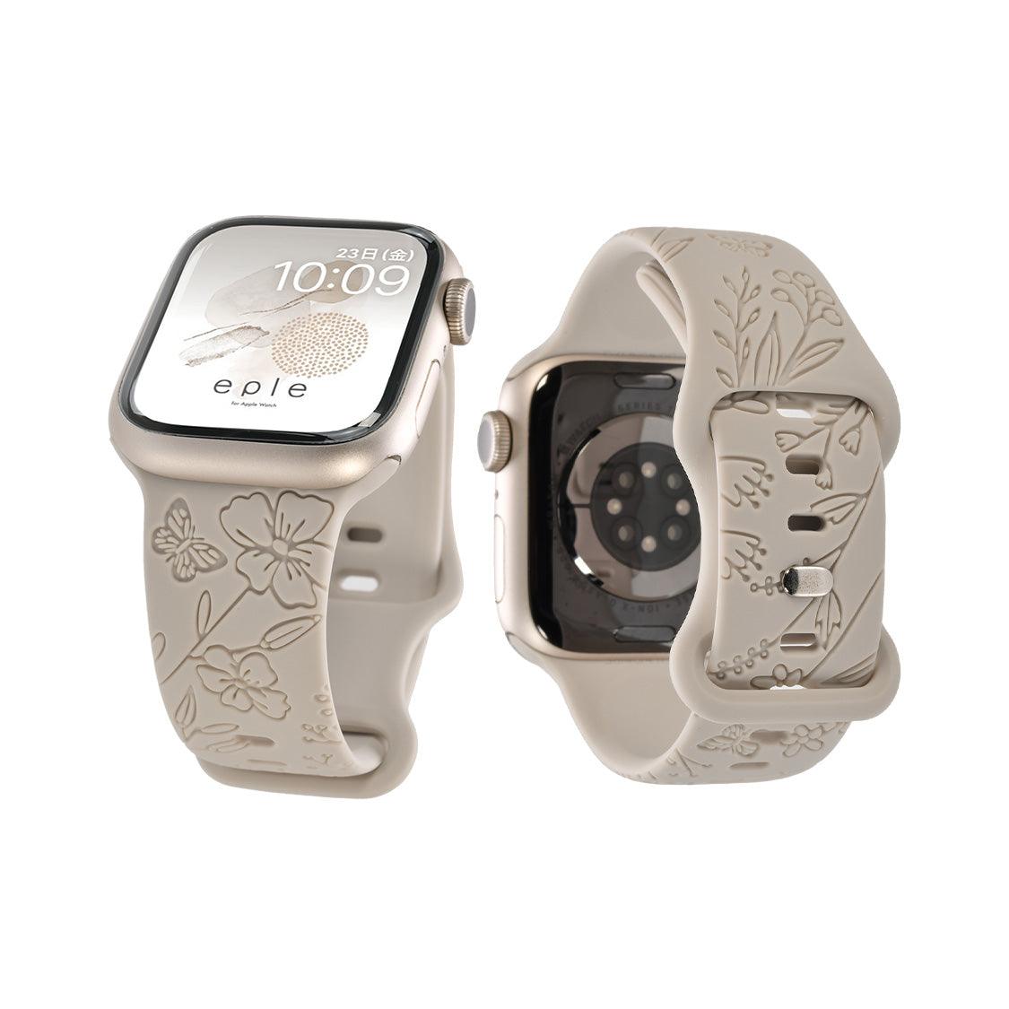 アップルウォッチ バンド レディース かわいい 大人かわいい 大人っぽ for Applewatch スポーツバンド 運動 金属アレルギー 防水 シリコン ラバー 38mm40mm42mm44mm45mm46mm49mm ブランド おしゃれ 花柄 蝶 ニュアンスカラー りんご堂 シェール グレー 灰色 くすみ