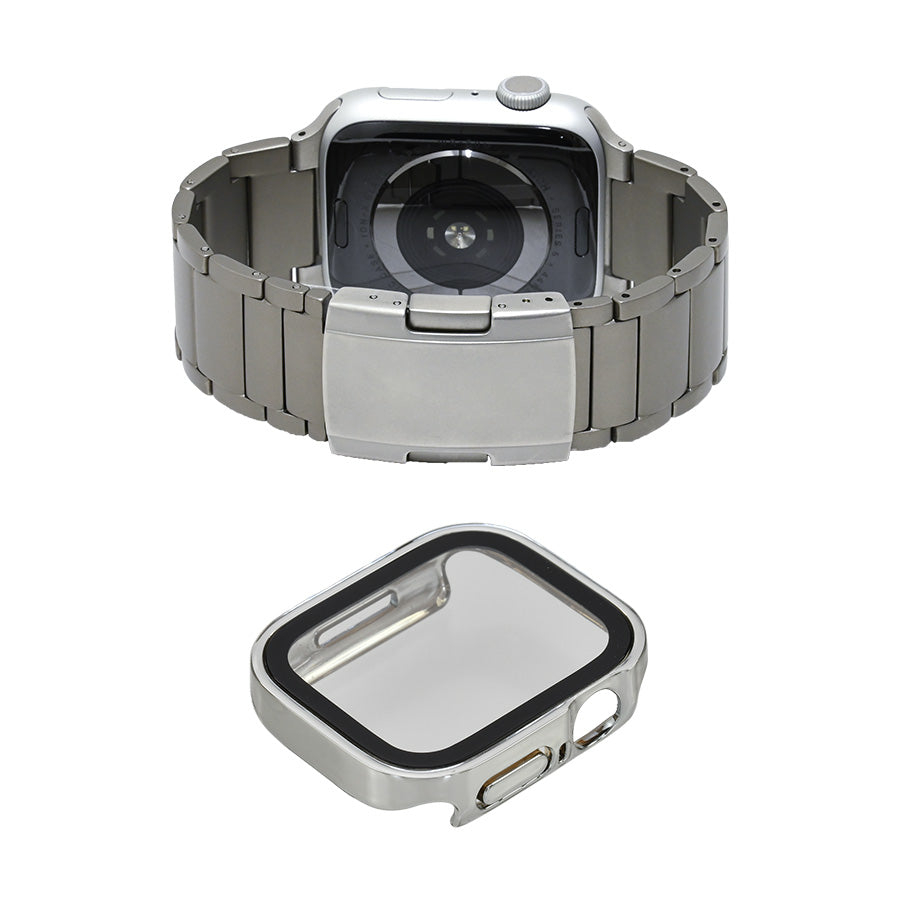 傷付きにくい チタン アップルウォッチバンド ベルト Apple Watch シルバー メンズ ビジネス 高級 | SOLIDチタンEX(エグゼクティブ)