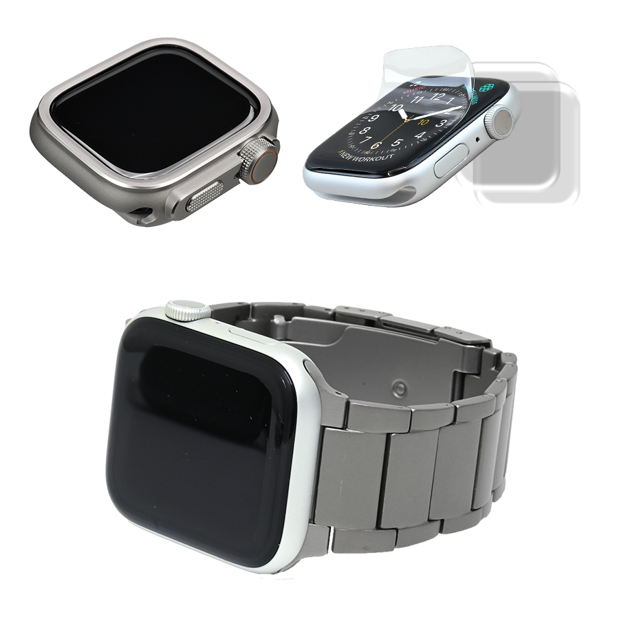 傷付きにくい チタン アップルウォッチバンド ベルト Apple Watch シルバー メンズ ビジネス 高級 | SOLIDチタンEX(エグゼクティブ)