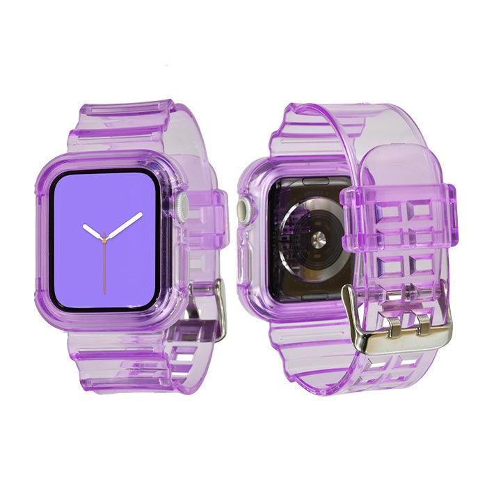アップルウォッチ バンドクリアベルト透明 applewatchseriesウルトラ 女性 レディース メンズ Lady'sMen's サードパーティー クリアバンドclearband スケルトン 防水 蛍光色 対応機種 49mm 46mm 40mm 41mm 42mm 44mm 45mm ultra ultra2 ウルトラ 9 8 7 6 SE 5 4 第2世代 りんご堂 クリアバンド 紫 パープル