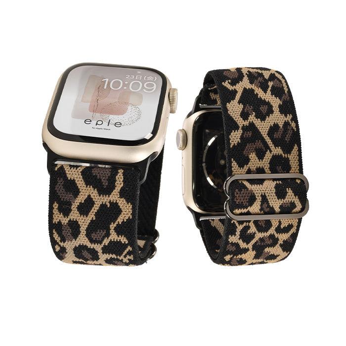 ソロループ コンパチブル Apple Watch バンド 41mm 40mm 38mm 編み込み ナイロン ゴム ストラップ スポーツループ リストバンド女性 男性 伸縮性 ブレスレット おしゃれ 蒸れない かぶれない 人気 睡眠 アップルウォッチ バンド 46mm 42mm 49mm 44mm 45mm 44mm シリーズ 10 9 8 7 SE 6 5 4 3 2 1 りんご堂 イージーバンド ヒョウ柄 レオパード