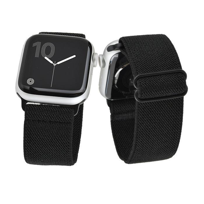 ソロループ コンパチブル Apple Watch バンド 41mm 40mm 38mm 編み込み ナイロン ゴム ストラップ スポーツループ リストバンド女性 男性 伸縮性 ブレスレット おしゃれ 蒸れない かぶれない 人気 睡眠 アップルウォッチ バンド 46mm 42mm 49mm 44mm 45mm 44mm シリーズ 10 9 8 7 SE 6 5 4 3 2 1 りんご堂 イージーバンド ブラック 黒