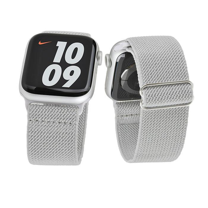 ソロループ コンパチブル Apple Watch バンド 41mm 40mm 38mm 編み込み ナイロン ゴム ストラップ スポーツループ リストバンド女性 男性 伸縮性 ブレスレット おしゃれ 蒸れない かぶれない 人気 睡眠 アップルウォッチ バンド 46mm 42mm 49mm 44mm 45mm 44mm シリーズ 10 9 8 7 SE 6 5 4 3 2 1 りんご堂 イージーバンド ライトグレー