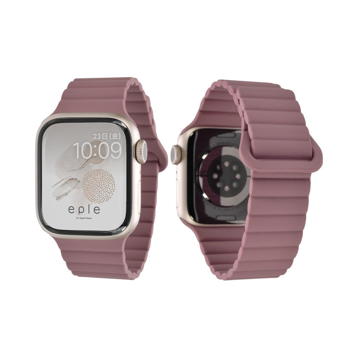 アップルウォッチ バンド 金属アレルギー かわいい スポーツ apple watch シリコン 44mm ベルト 女性 マグネット 磁石 45mm 46mm 40mm 41mm 42mm 49mm ビジネス カジュアル | Apple Watch ベルト くすみ 大人かわいい 簡単 防水 りんご堂 ピンク 紫