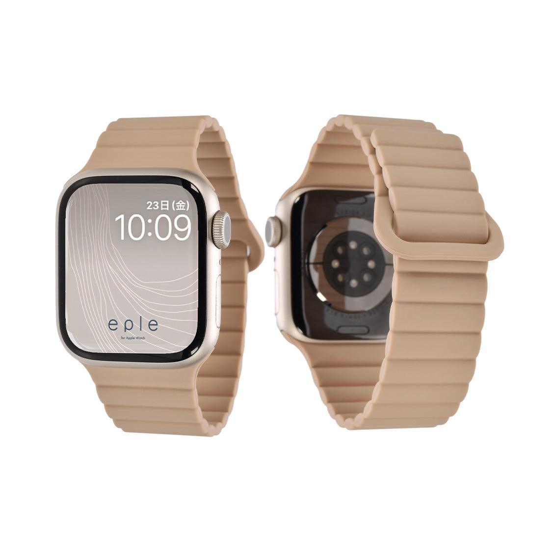 アップルウォッチ バンド かわいい apple watch 44mm ベルト 女性 マグネット 磁石 シリコン 45mm 46mm 40mm 41mm 42mm 49mm ビジネス カジュアル | Apple Watch ベルト くすみ 金属アレルギー 大人かわいい 簡単 防水 りんご堂 ベージュ