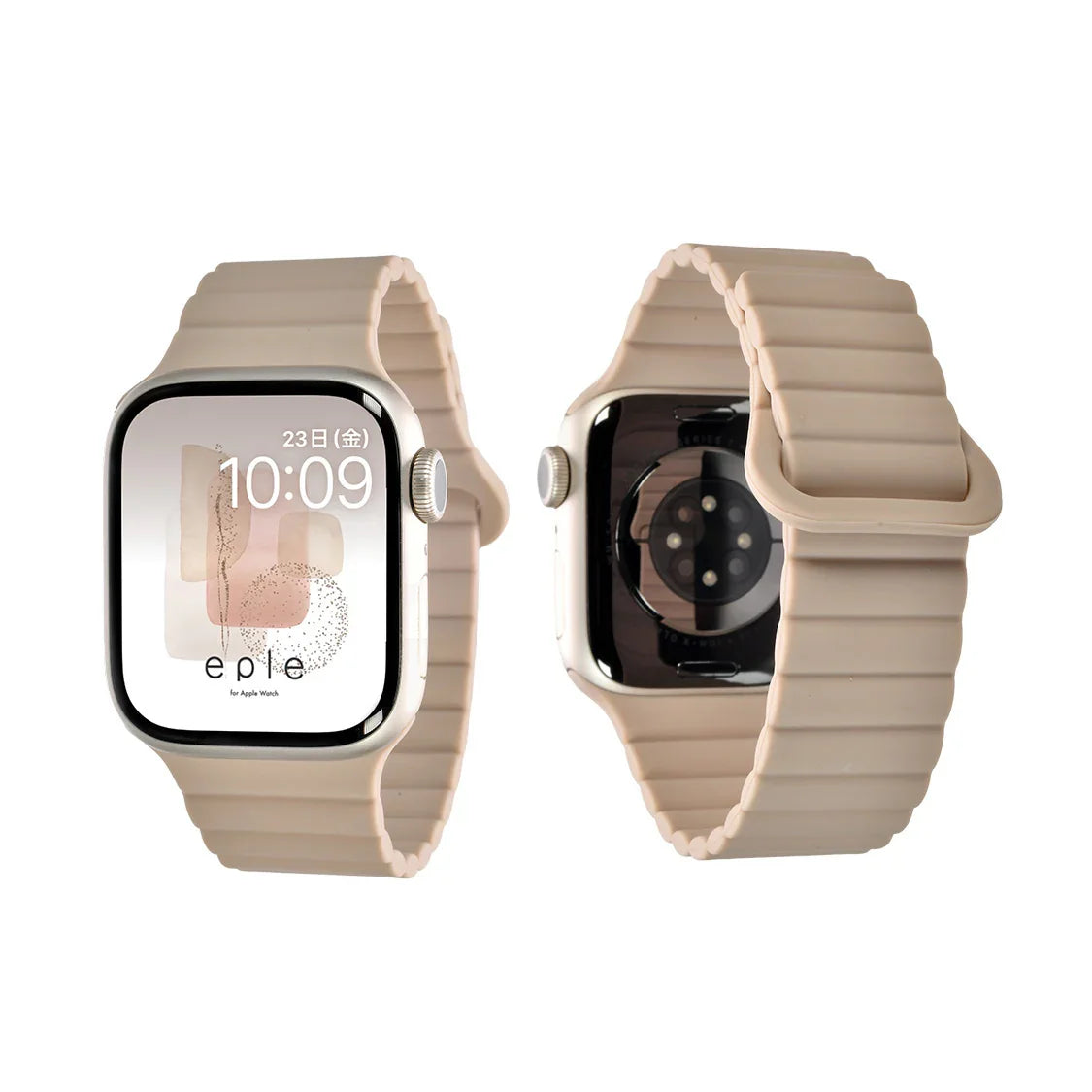 アップルウォッチ バンド 金属アレルギー かわいい スポーツ apple watch シリコン 44mm ベルト 女性 マグネット 磁石 45mm 46mm 40mm 41mm 42mm 49mm ビジネス カジュアル | Apple Watch ベルト くすみ 大人かわいい 簡単 防水 りんご堂 エブリィバンド シナモングレージュ ベージュ