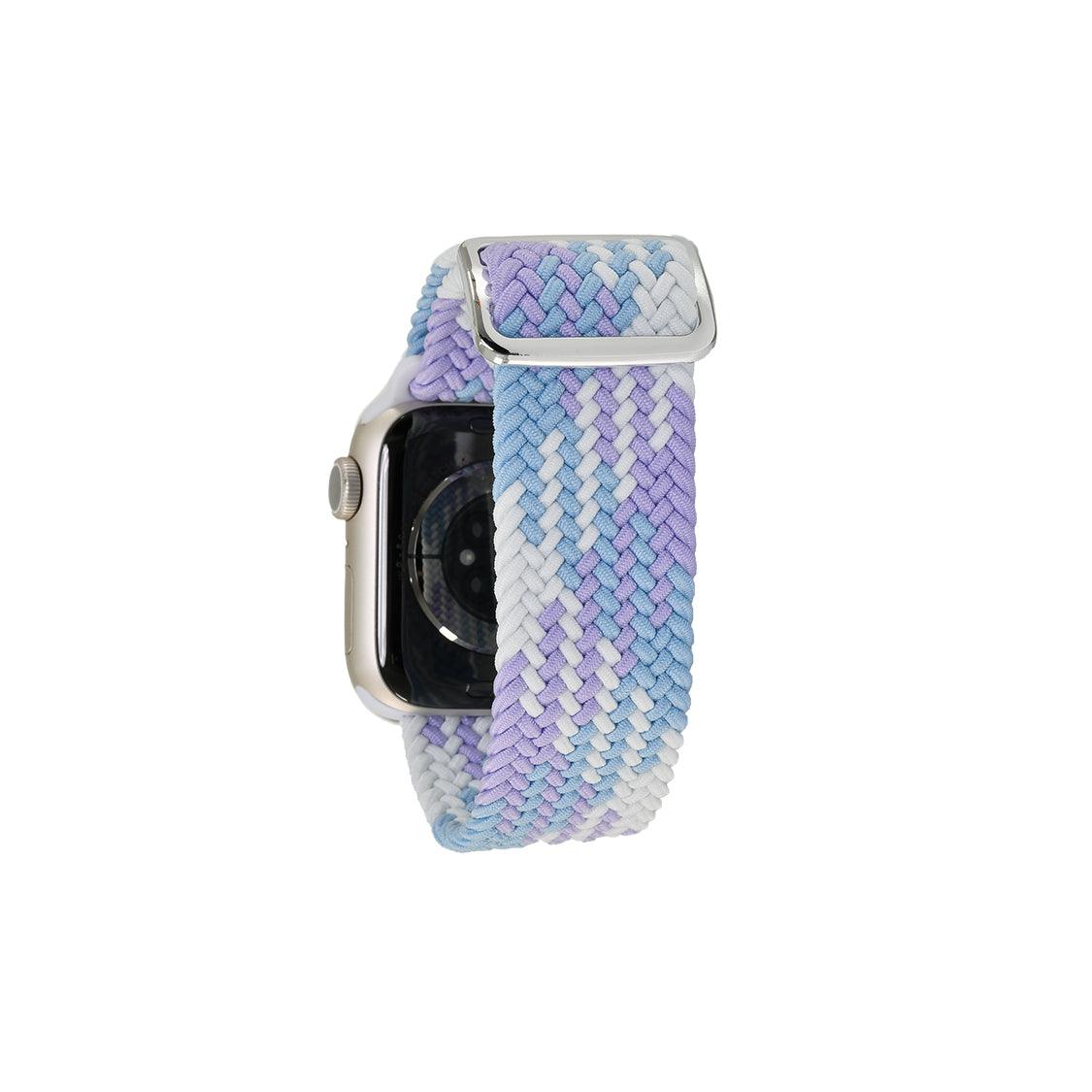 apple watch バンド 蒸れない かぶれにくい 通気性 肌に優しい 編み込み アップル ウォッチ カバー バンド ナイロン 伸縮性 金属アレルギー 腕時計ベルト 男女兼用 女性 男性 人気 ユニセックス スポーツ ジム りんご堂 ファブリックバンド 紫 白