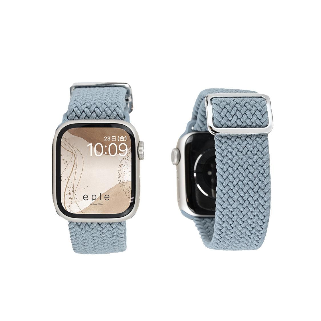 apple watch バンド 蒸れない かぶれにくい 通気性 肌に優しい 編み込み アップル ウォッチ カバー バンド ナイロン 伸縮性 金属アレルギー 腕時計ベルト 男女兼用 女性 男性 人気 ユニセックス スポーツ ジム りんご堂 ファブリックバンド 水色 ブルー かわいい