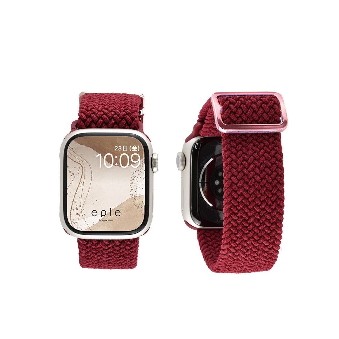 apple watch バンド 蒸れない かぶれにくい 通気性 肌に優しい 編み込み アップル ウォッチ カバー バンド ナイロン 伸縮性 金属アレルギー 腕時計ベルト 男女兼用 女性 男性 人気 ユニセックス スポーツ ジム りんご堂 ファブリックバンド レッド 赤