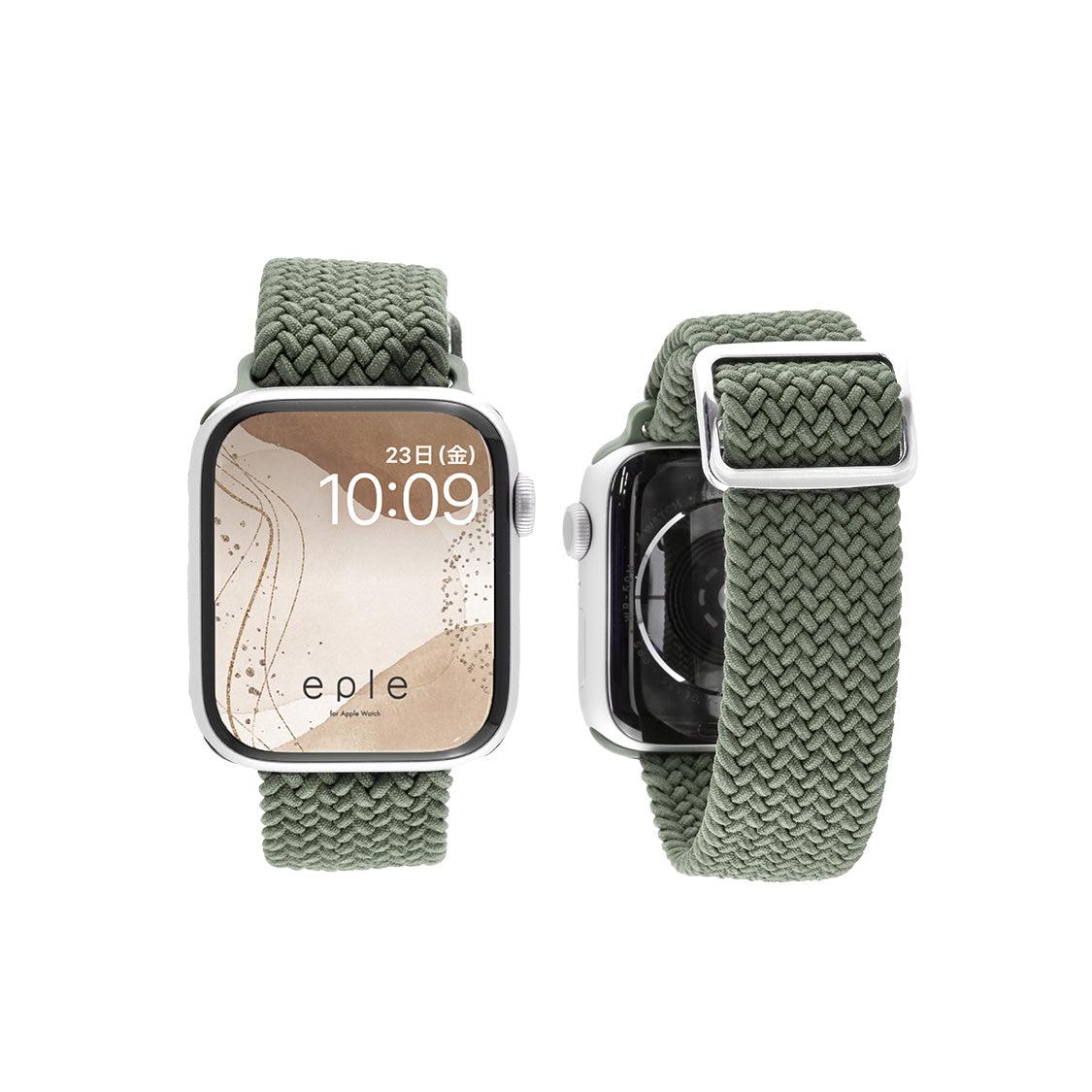 apple watch バンド 蒸れない かぶれにくい 通気性 肌に優しい 編み込み アップル ウォッチ カバー バンド ナイロン 伸縮性 金属アレルギー 腕時計ベルト 男女兼用 女性 男性 人気 ユニセックス スポーツ ジム りんご堂 ファブリックバンド カーキ 緑 グリーン