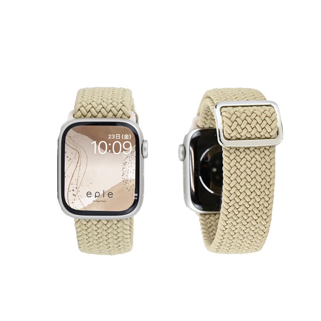 apple watch バンド 蒸れない かぶれにくい 通気性 肌に優しい 編み込み アップル ウォッチ カバー バンド ナイロン 伸縮性 金属アレルギー 腕時計ベルト 男女兼用 女性 男性 人気 ユニセックス スポーツ ジム りんご堂 ファブリックバンド ベージュ