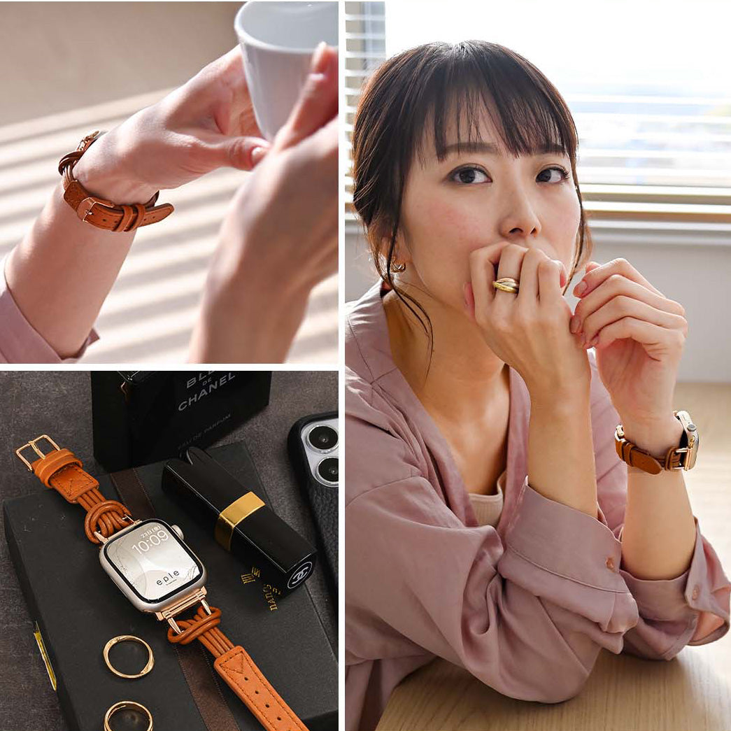 アップルウォッチ かわいい 可愛い 革 レザー つる 秋 冬 デート レディース おしゃれ くすみ りんご堂 フィーネシングル