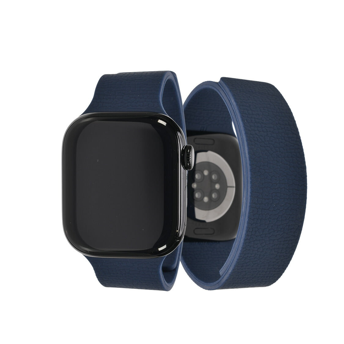 【シリーズ11・SE3・Ultra3対応】アップルウォッチ バンド シリコン メンズ マグネット シリコンバンド AppleWatchバンド アップルウォッチベルト ネオンカラー ネオン シリコンベルト ワンタッチ おしゃれ apple watch series 10 9 ultra2 8 りんご堂 フィットバンド ネイビー 青 紺色