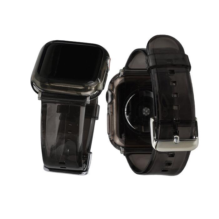 アップルウォッチ バンド クリア 透明 黄ばまない おしゃれ クリアバンド Apple Watch ベルト 春 夏 ライブ コンサート フェス レディース メンズ ユニセックス apple watch series 9 8 SE2 7 6 SE 5 4 対応 40mm 41mm 44mm 45mm りんご堂 アイスバンド ブラック 黒