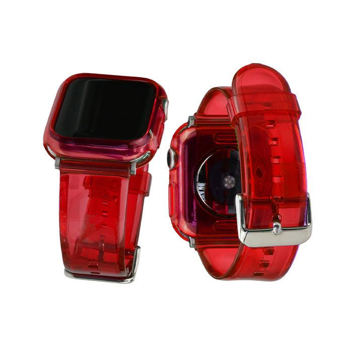 アップルウォッチ バンド クリア 透明 黄ばまない おしゃれ クリアバンド Apple Watch ベルト 春 夏 ライブ コンサート フェス レディース メンズ ユニセックス apple watch series 9 8 SE2 7 6 SE 5 4 対応 40mm 41mm 44mm 45mm りんご堂 アイスバンド メンバーカラー メンカラ コーデ アクセサリー グッズ レッド 赤 平野紫耀 赤西仁