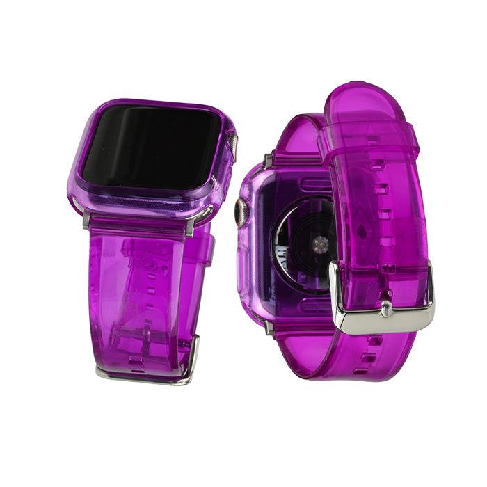 アップルウォッチ バンド クリア 透明 黄ばまない おしゃれ クリアバンド Apple Watch ベルト 春 夏 ライブ コンサート フェス レディース メンズ ユニセックス apple watch series 9 8 SE2 7 6 SE 5 4 対応 40mm 41mm 44mm 45mm りんご堂 アイスバンド メンバーカラー メンカラ コーデ アクセサリー グッズ 紫 パープル 岸くん 岸優太