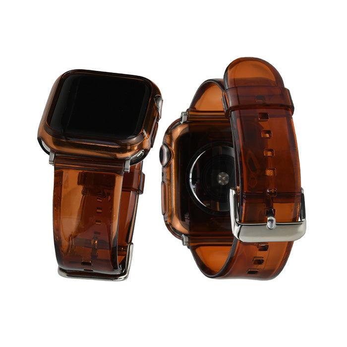 アップルウォッチ バンド クリア 透明 黄ばまない おしゃれ クリアバンド Apple Watch ベルト 春 夏 ライブ コンサート フェス レディース メンズ ユニセックス apple watch series 9 8 SE2 7 6 SE 5 4 対応 40mm 41mm 44mm 45mm りんご堂 アイスバンド 茶色 ブラウン