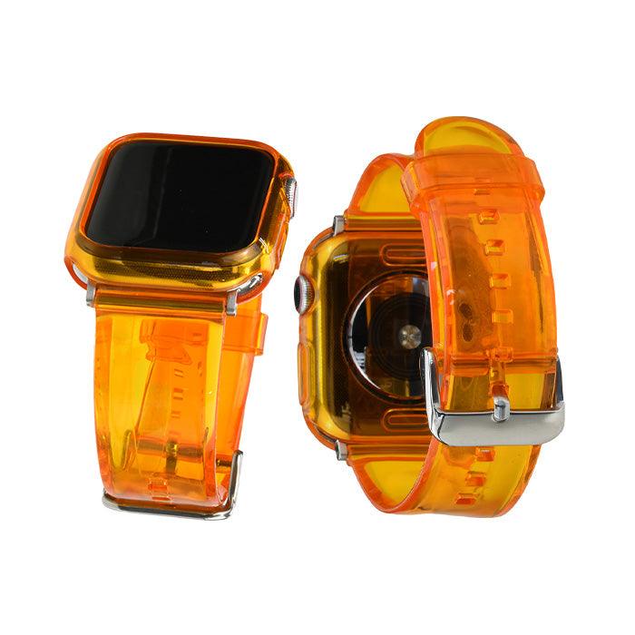 アップルウォッチ バンド クリア 透明 黄ばまない おしゃれ クリアバンド Apple Watch ベルト 春 夏 ライブ コンサート フェス レディース メンズ ユニセックス apple watch series 9 8 SE2 7 6 SE 5 4 対応 40mm 41mm 44mm 45mm りんご堂 アイスバンド メンバーカラー メンカラ コーデ アクセサリー グッズ オレンジ