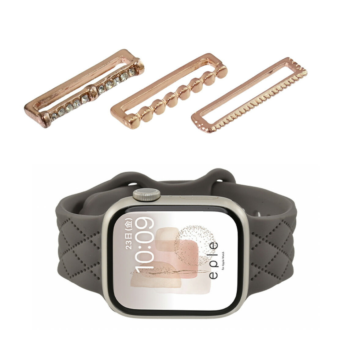 【シリーズ11・SE3対応】大人可愛い キルティング 柄 アップルウォッチ シリコンバンド AppleWatch Band | マトラッセ