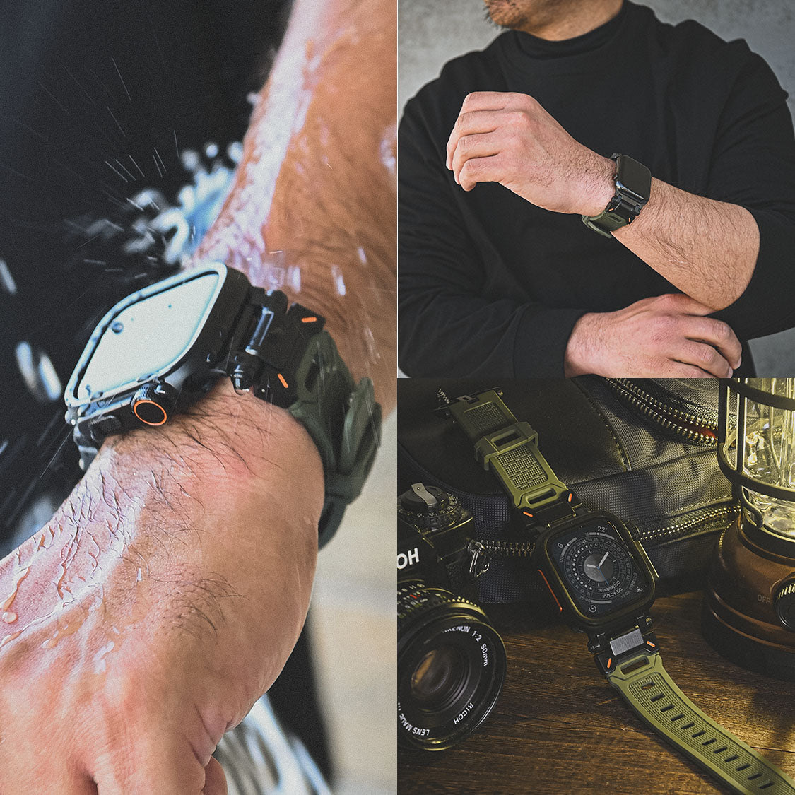 AppleWatch ( アップルウォッチ ) バンド TPU 素材 耐久性 スポーツ アウトドア カジュアル おしゃれ おすすめ メンズ ウルトラ ベルト | ソリッド カタナ ウルトラケースセット