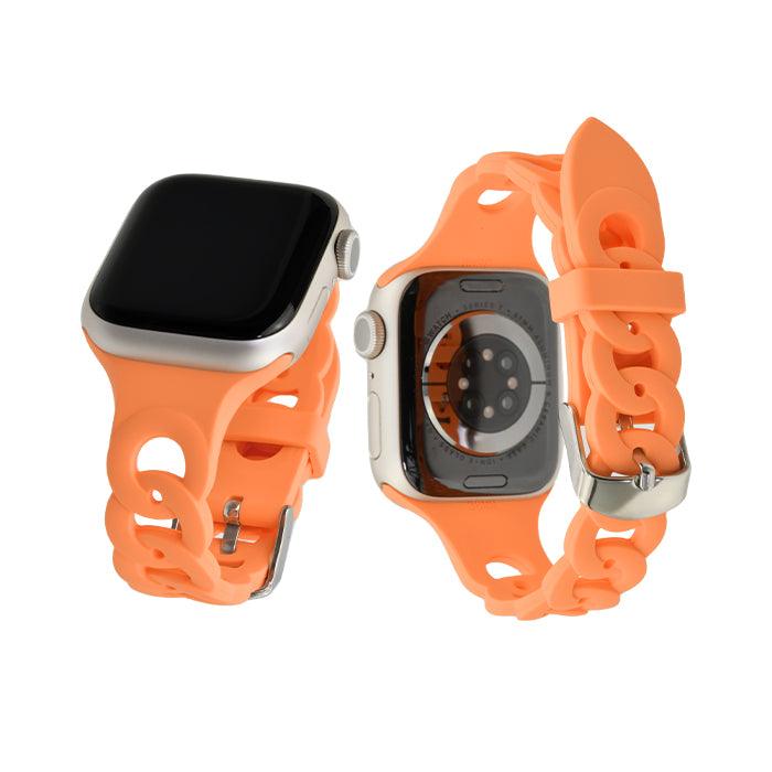 チェーン 型 シリコン AppleWatch ( アップルウォッチ ) バンド かわいい 通気性 ベルト38 40 41 42 44 45 mm |リアン オレンジ