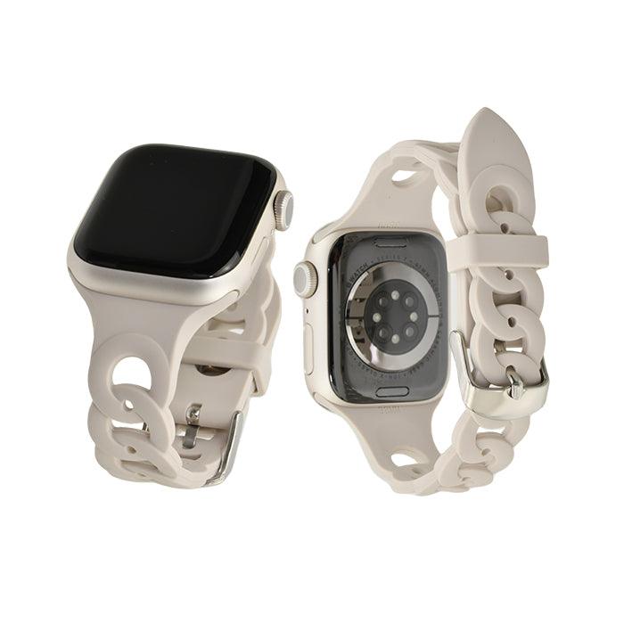 チェーン 型 シリコン AppleWatch ( アップルウォッチ ) バンド かわいい 通気性 ベルト38 40 41 42 44 45 mm  |リアン ベージュ