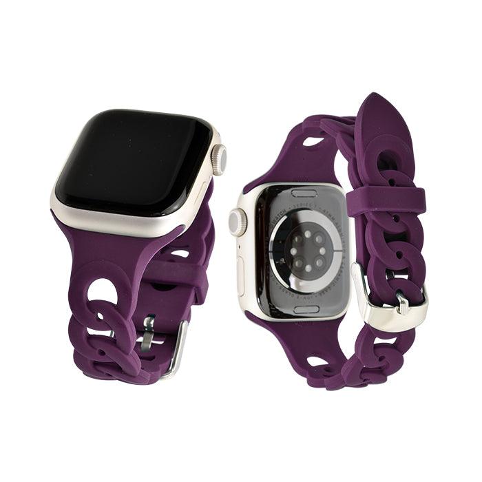 チェーン 型 シリコン AppleWatch ( アップルウォッチ ) バンド かわいい 通気性 ベルト38 40 41 42 44 45 mm |リアン 紫 パープル