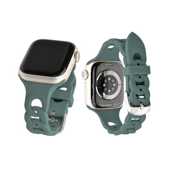 チェーン 型 シリコン AppleWatch ( アップルウォッチ ) バンド かわいい 通気性 ベルト38 40 41 42 44 45 mm |リアン グリーン