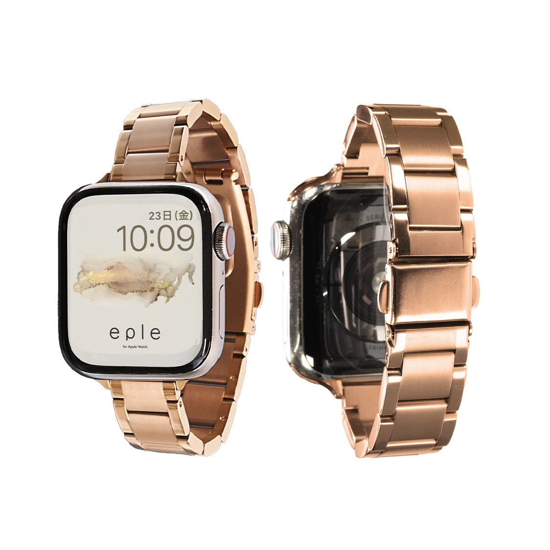 Apple Watch アップルウォッチ バンド メンズ レディース ステンレス 細身 細い スリム 大人女子 女性 レディース おしゃれ 仕事 ビジネス フォーマル 華奢見え りんご堂 Luna ルナ ゴールド ブロンズゴールド